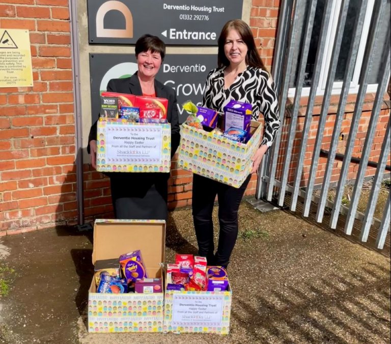 Adults helped after homelessness by Derbyshire housing trust given eggcellent Easter by generous local companies